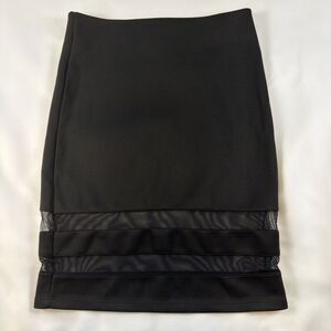 HM Divided Womens Black Mesh Stripe Bodycon Pencil Skirt Size Small High Waist